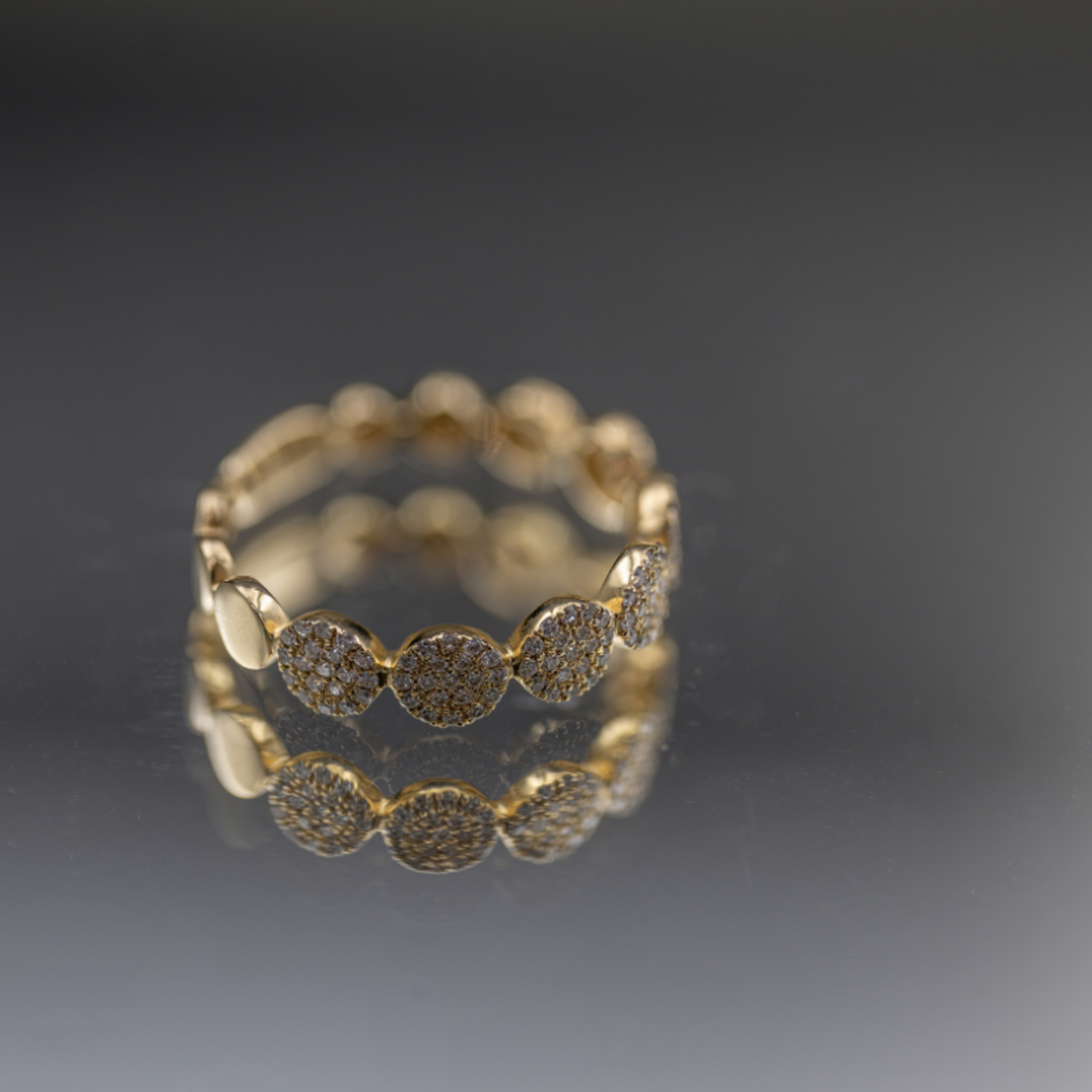 14k Yellow Gold "Love Pod" .29ctw Pave Diamond Stackable Fashion Ring