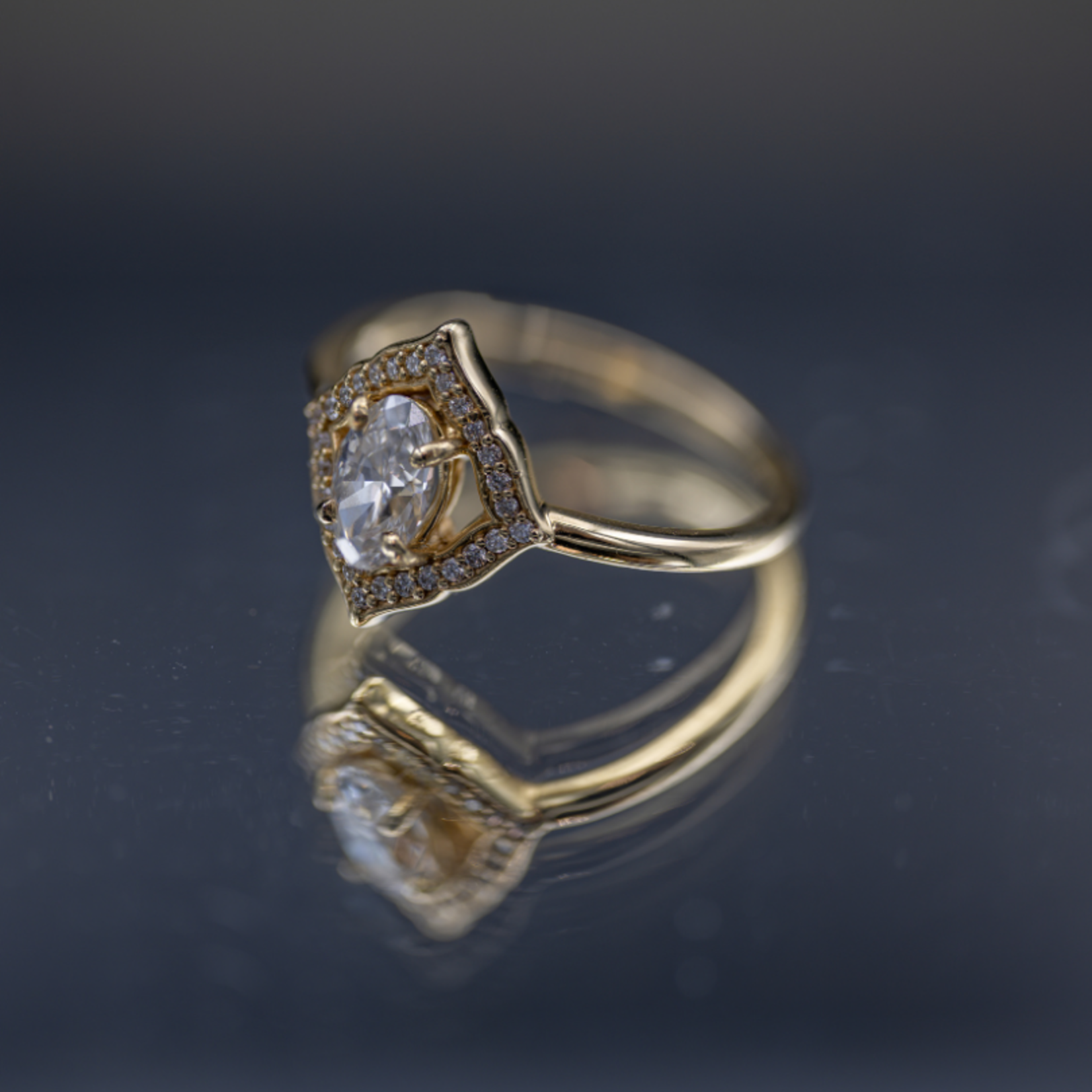 SJ Custom Jewelers 14k Yellow Gold .70ct Oval Cut Diamond Custom Engagement Ring