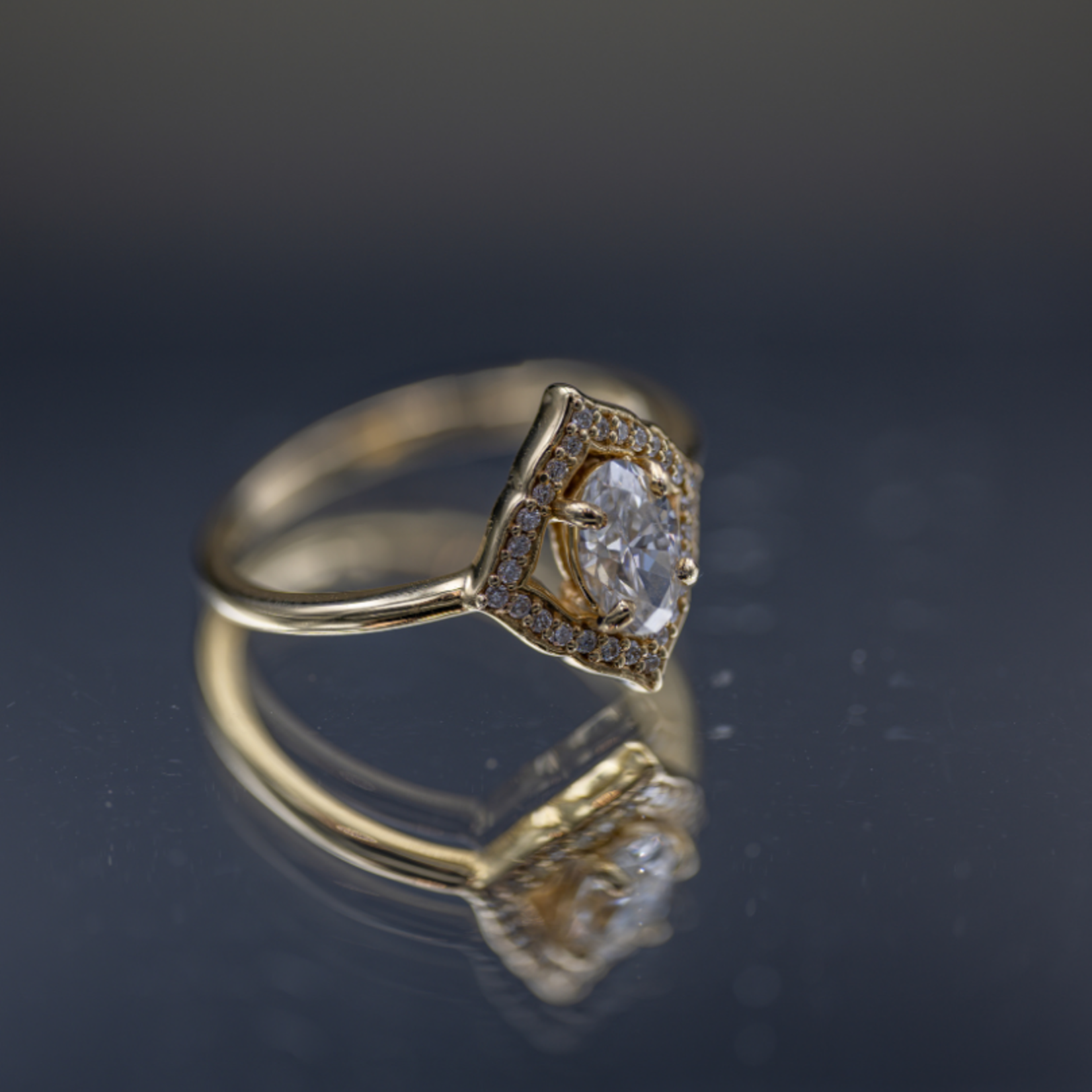 SJ Custom Jewelers 14k Yellow Gold .70ct Oval Cut Diamond Custom Engagement Ring