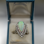EarthPebbles 18k White Gold  Australian Opal & Diamond Ring