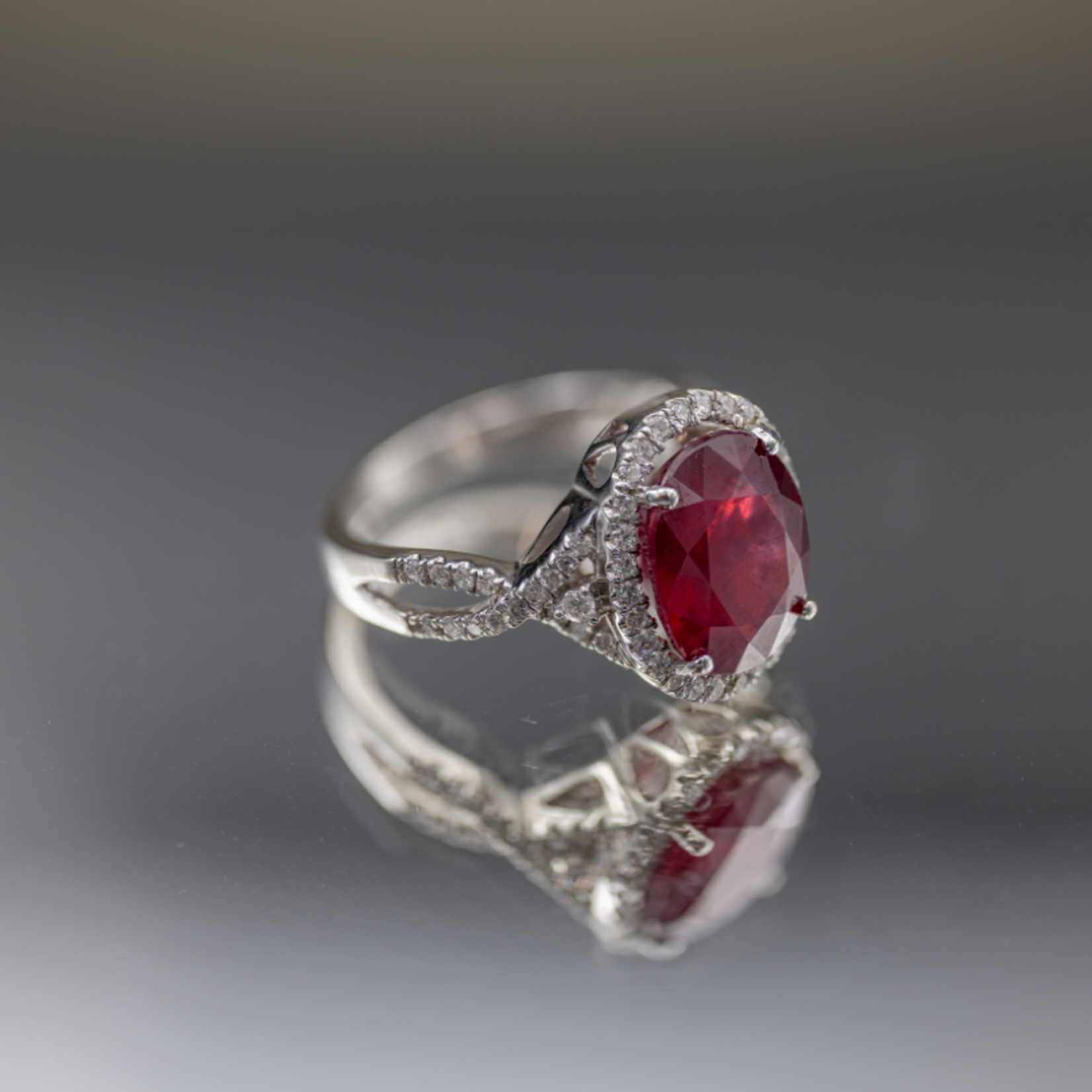SJ Custom Jewelers 14k White Gold  Genuine 3ct Ruby & Diamond Fashion Ring