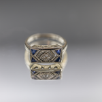 SJ Custom Jewelers Art Deco 14k White Gold Diamond & Sapphire Engagement Ring