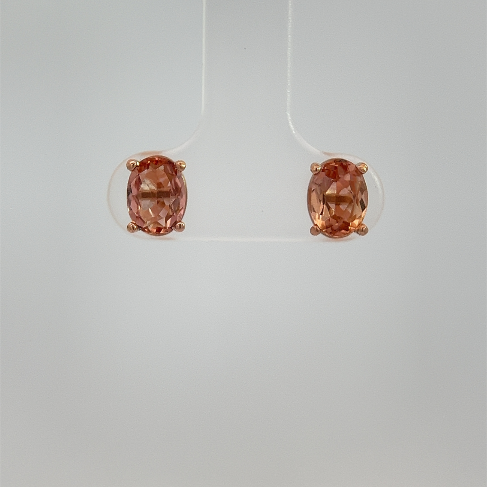 SJ Custom Jewelers 14k Rose Gold 7x5mm Oval Genuine Oregon Sunstone Peach Stud Earrings