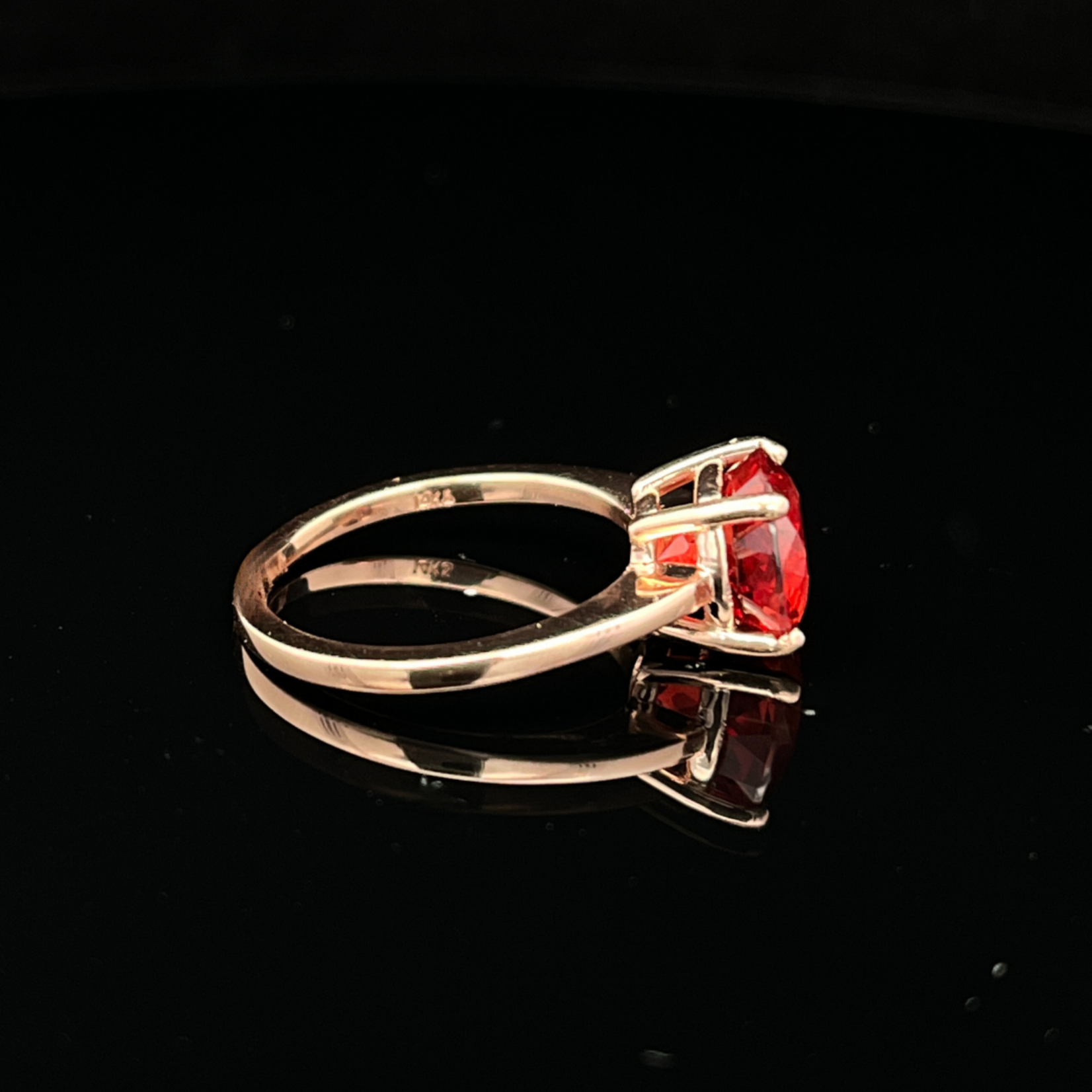 14k Rose Gold 2ct Red Oregon Sunstone Solitaire Fashion Ring
