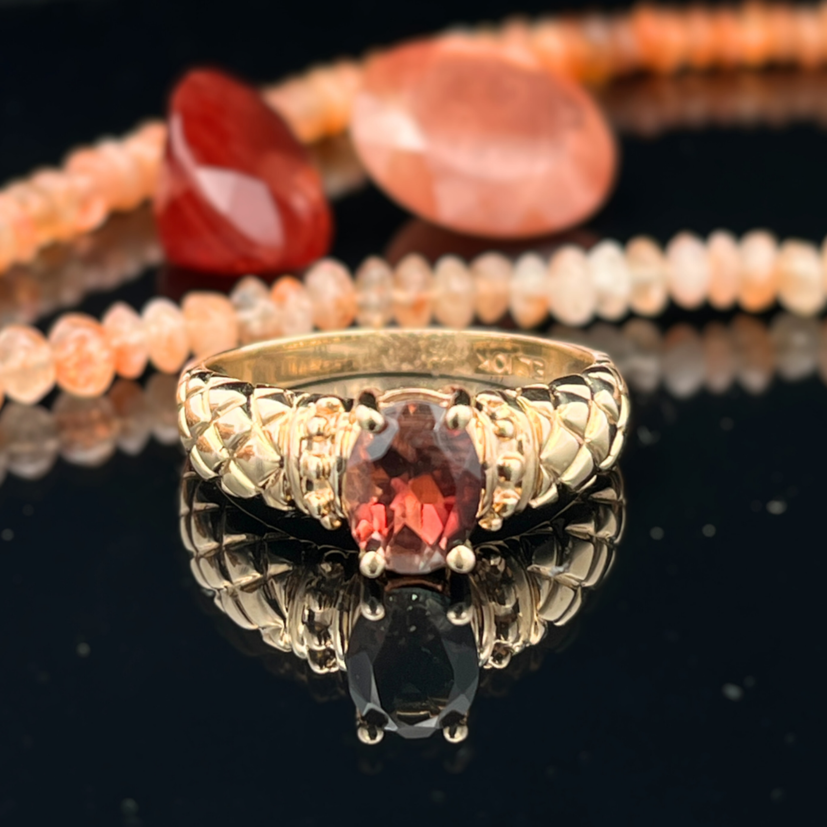 SJ Custom Jewelers 10k yellow gold 5mm Oregon Sunstone  Fashion Ring