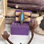 SJ Custom Jewelers 10k Rose Gold Marquis Turquoise & Seed Pearl Ring