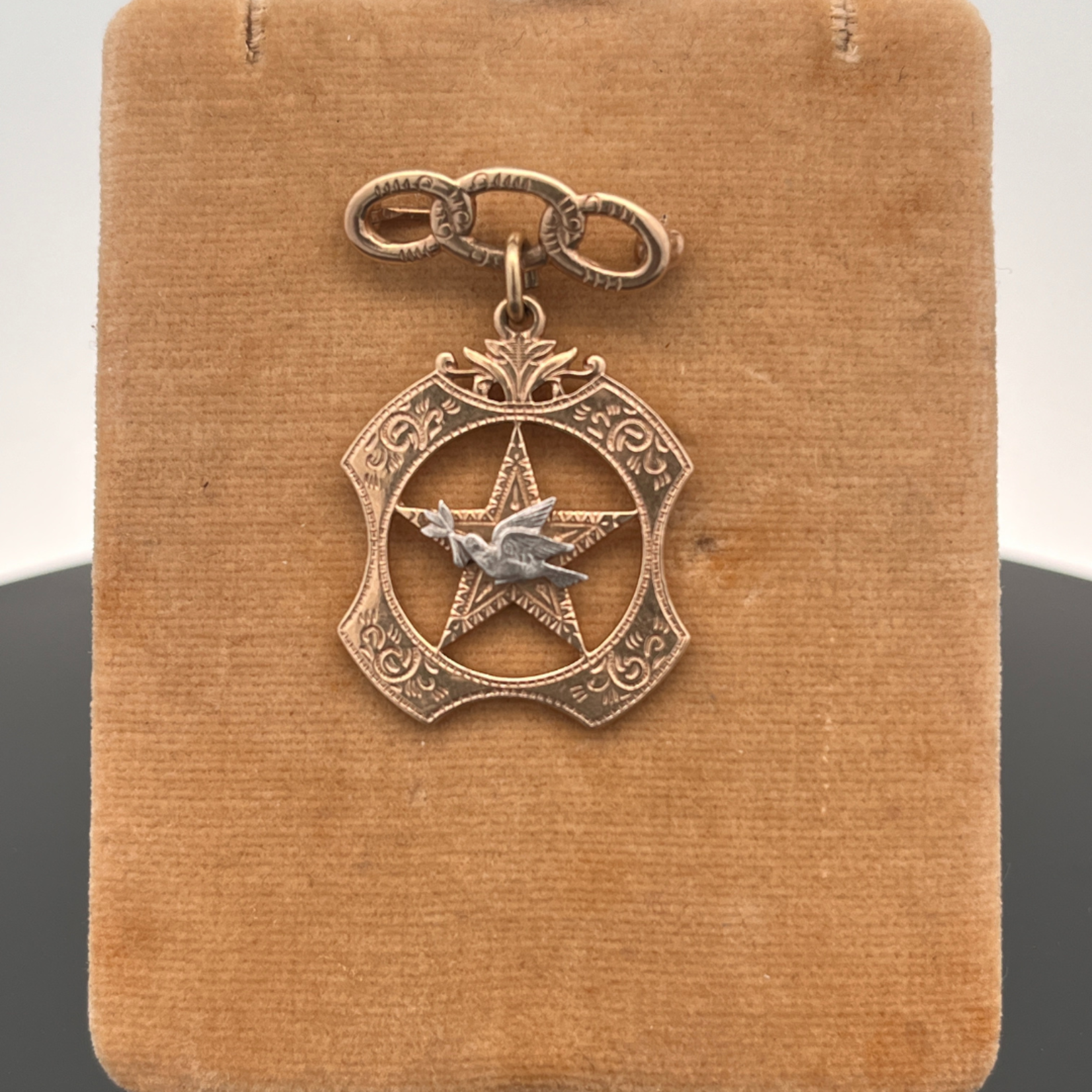 SJ Custom Jewelers 10k Rose Gold Vintage "Peace Dove" Star Brooch "Daughters of Rebekah"