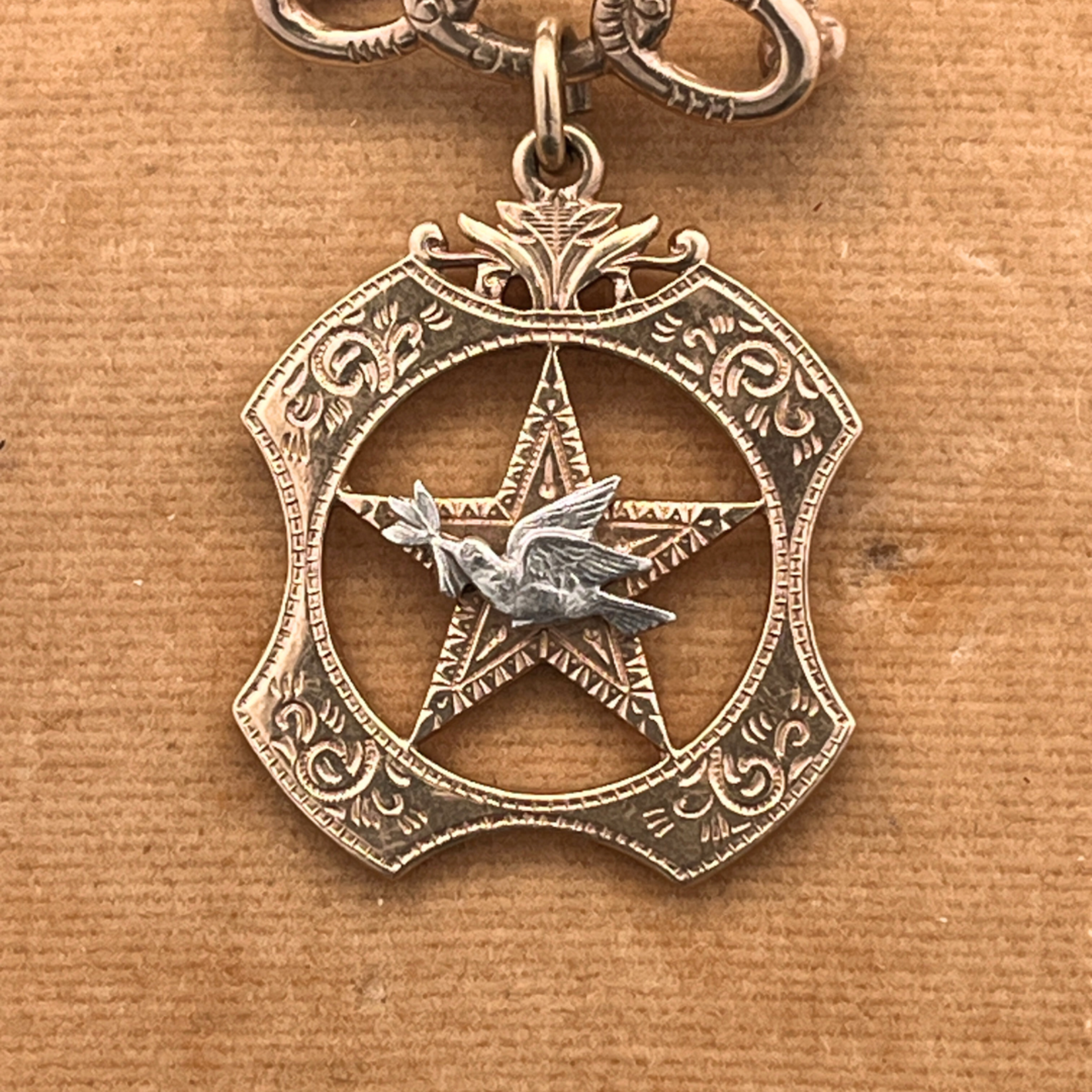 SJ Custom Jewelers 10k Rose Gold Vintage "Peace Dove" Star Brooch "Daughters of Rebekah"
