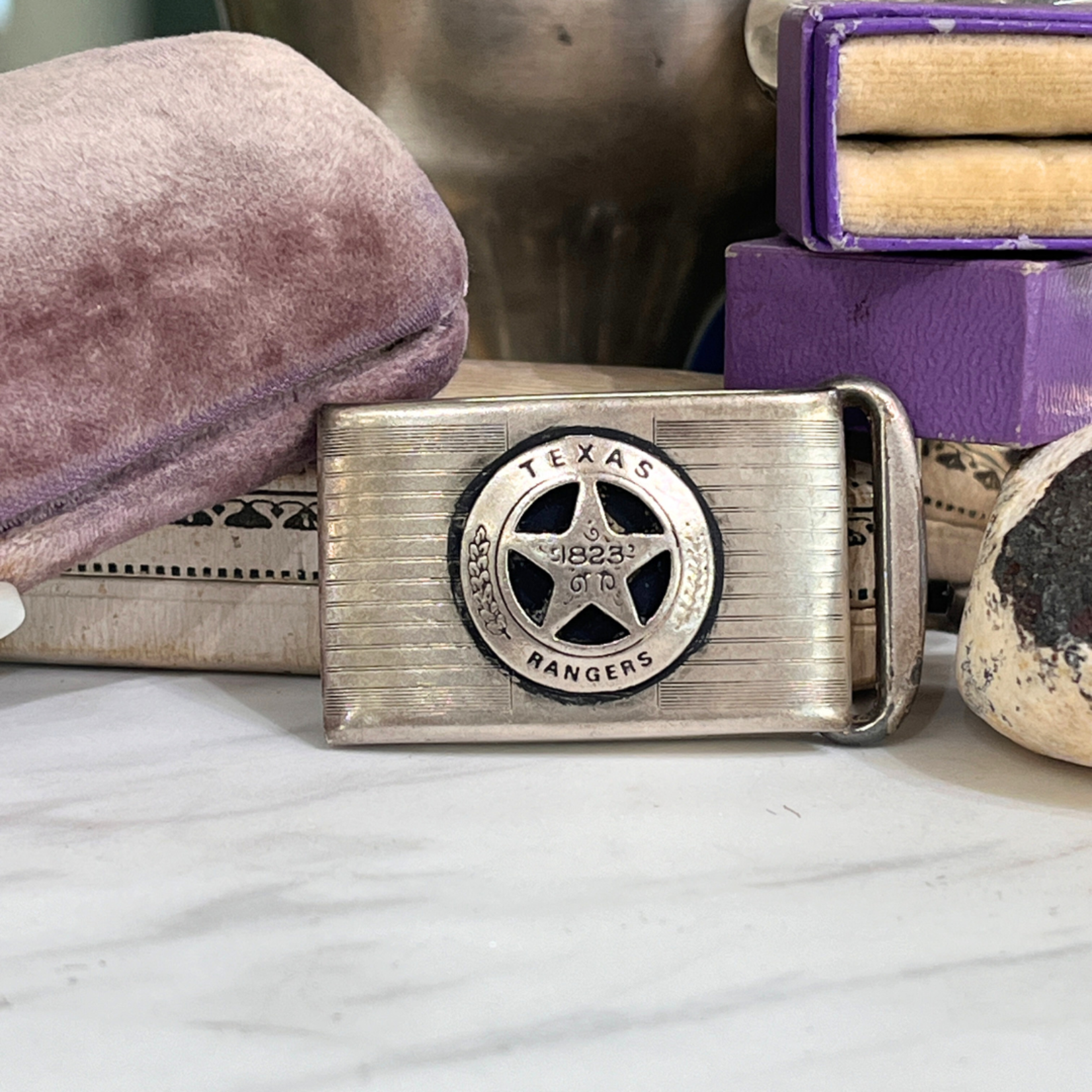 SJ Custom Jewelers Sterling Silver Vintage Texas Ranger Belt Buckle