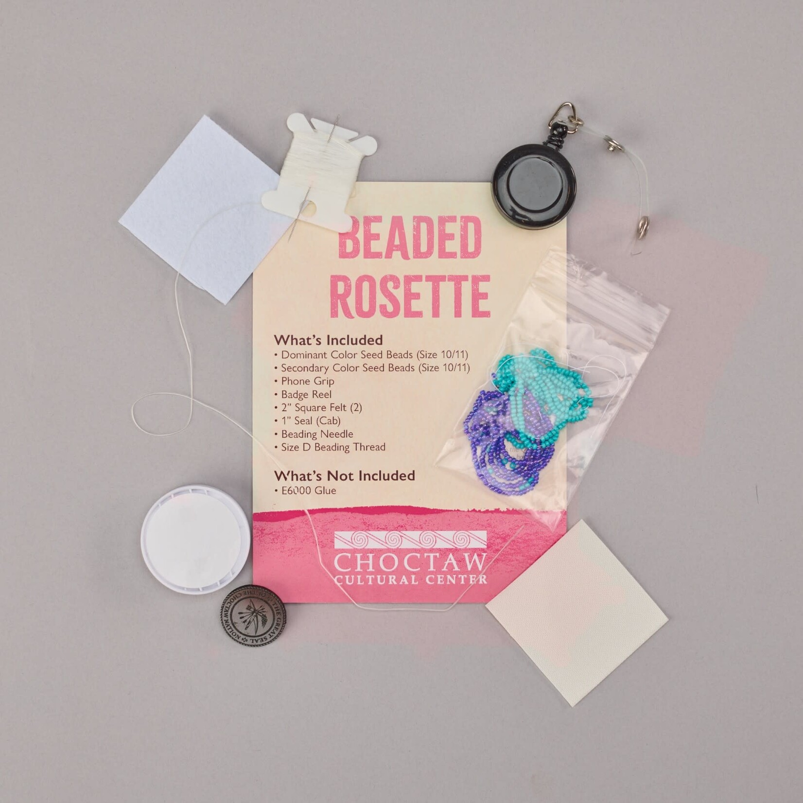 Choctaw Cultural Kit Beaded Rosette for Phone Grip/Badge Reel