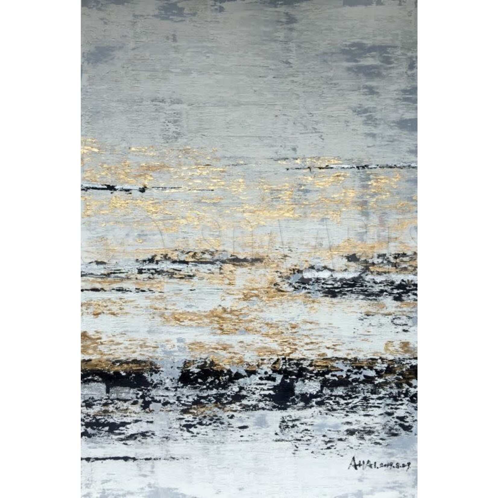 Oil Painting Abstract Gold Foil Art