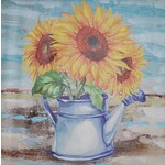Printed Painting Sunflowers In The Watering Can