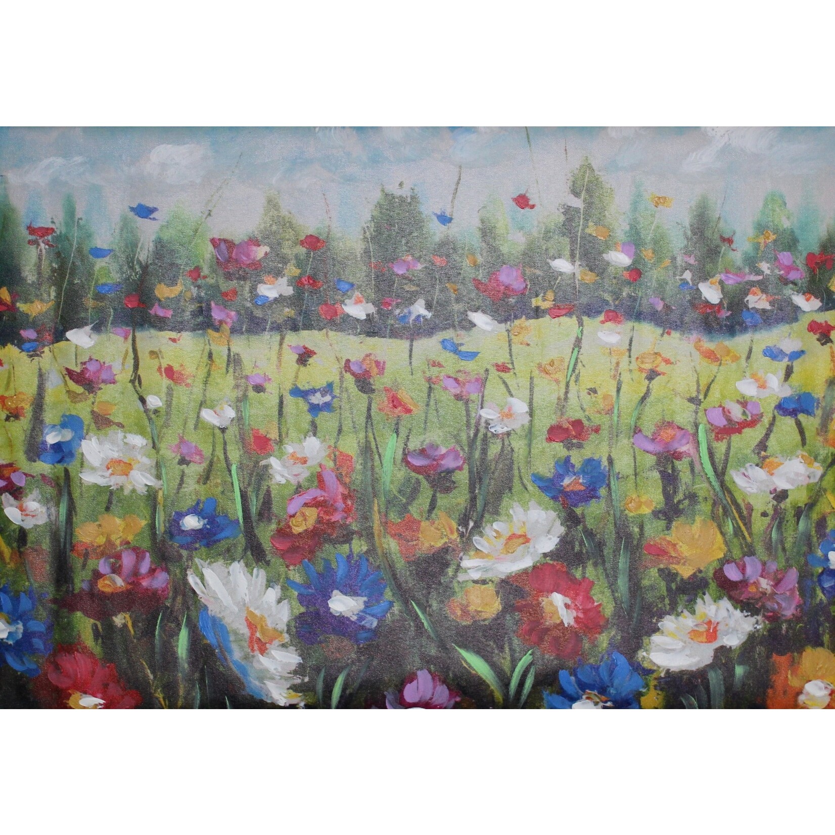 Printed Painting Rainbow Flowers