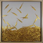3D Art Golden Feathers In The Frame