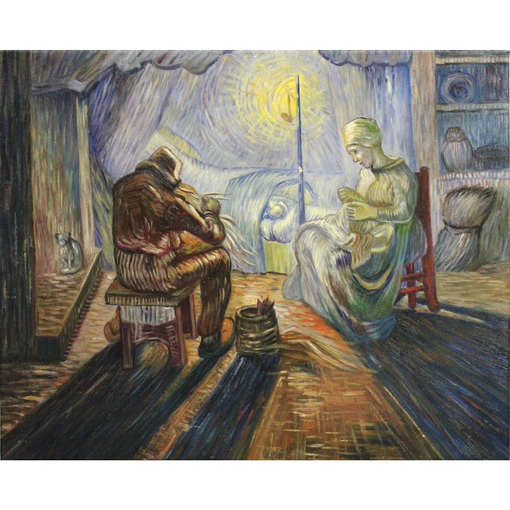 Oil Painting Night - after Millet, Vincent van Gogh