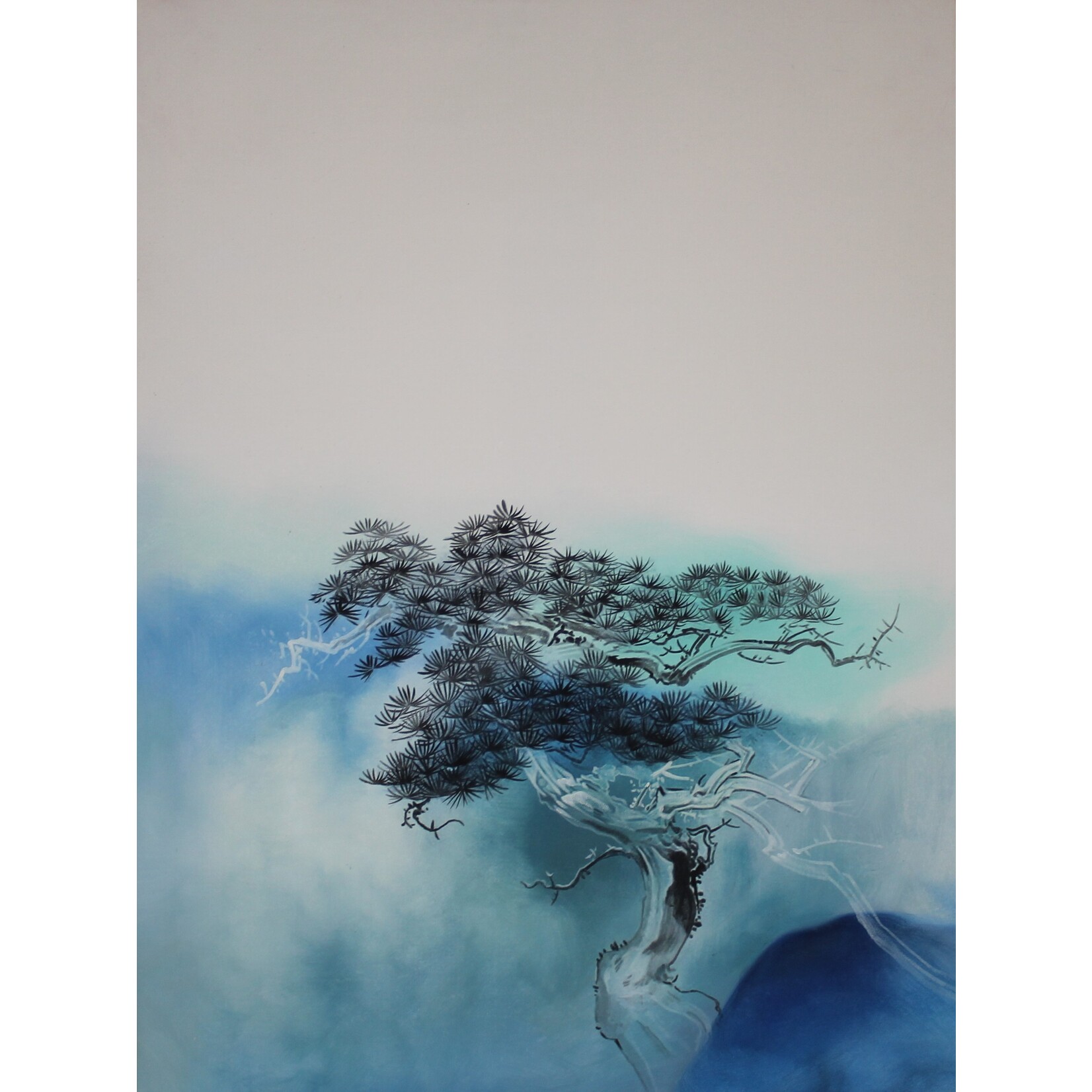 Oil Painting A Luxuriant Pine Tree