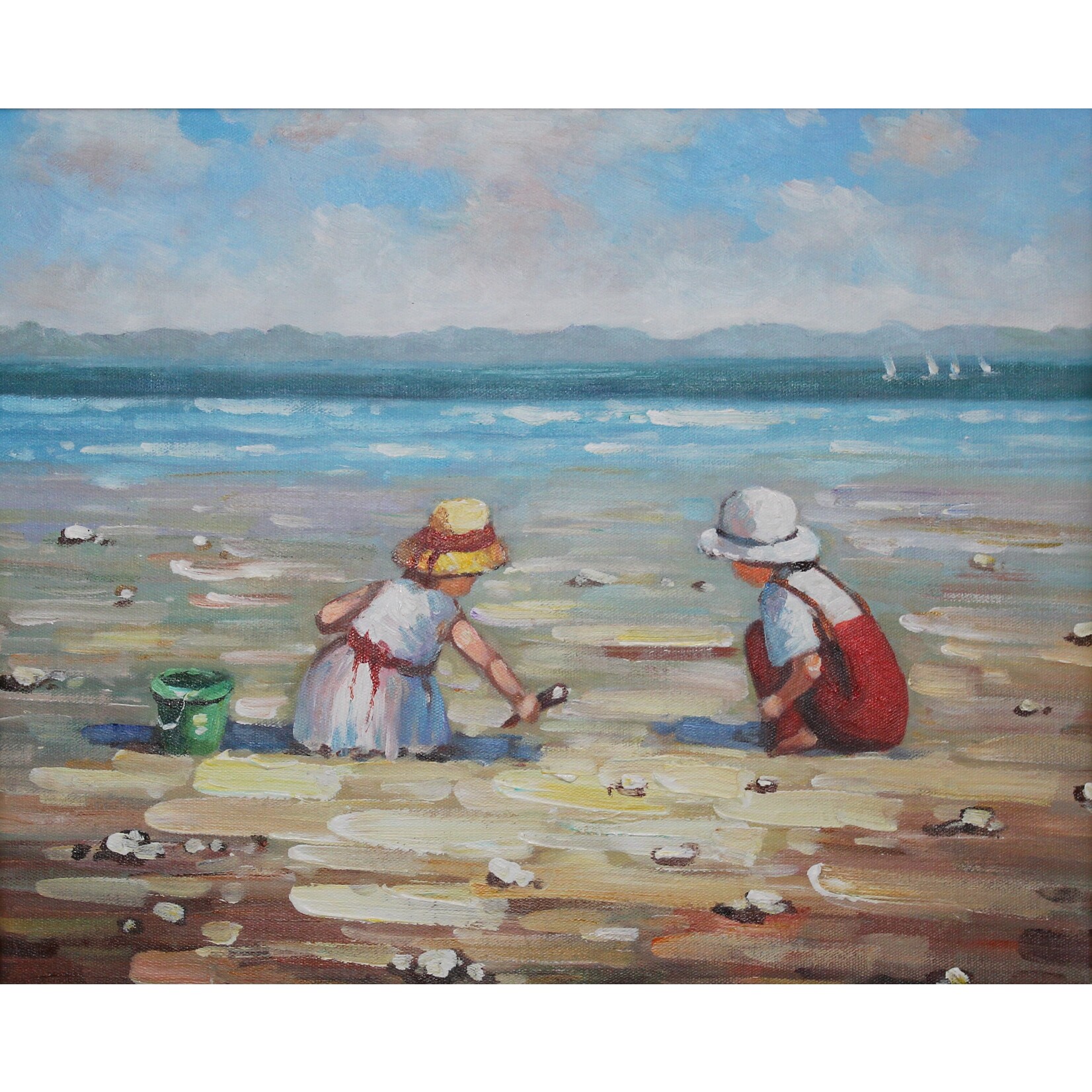 Oil Painting Playing On Beach