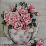 Printed Painting Roses In Tea Pot