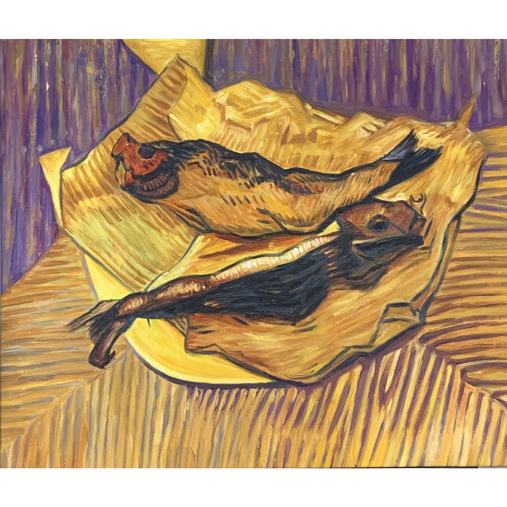 Painting Bloaters On A Piece Of Yellow Paper