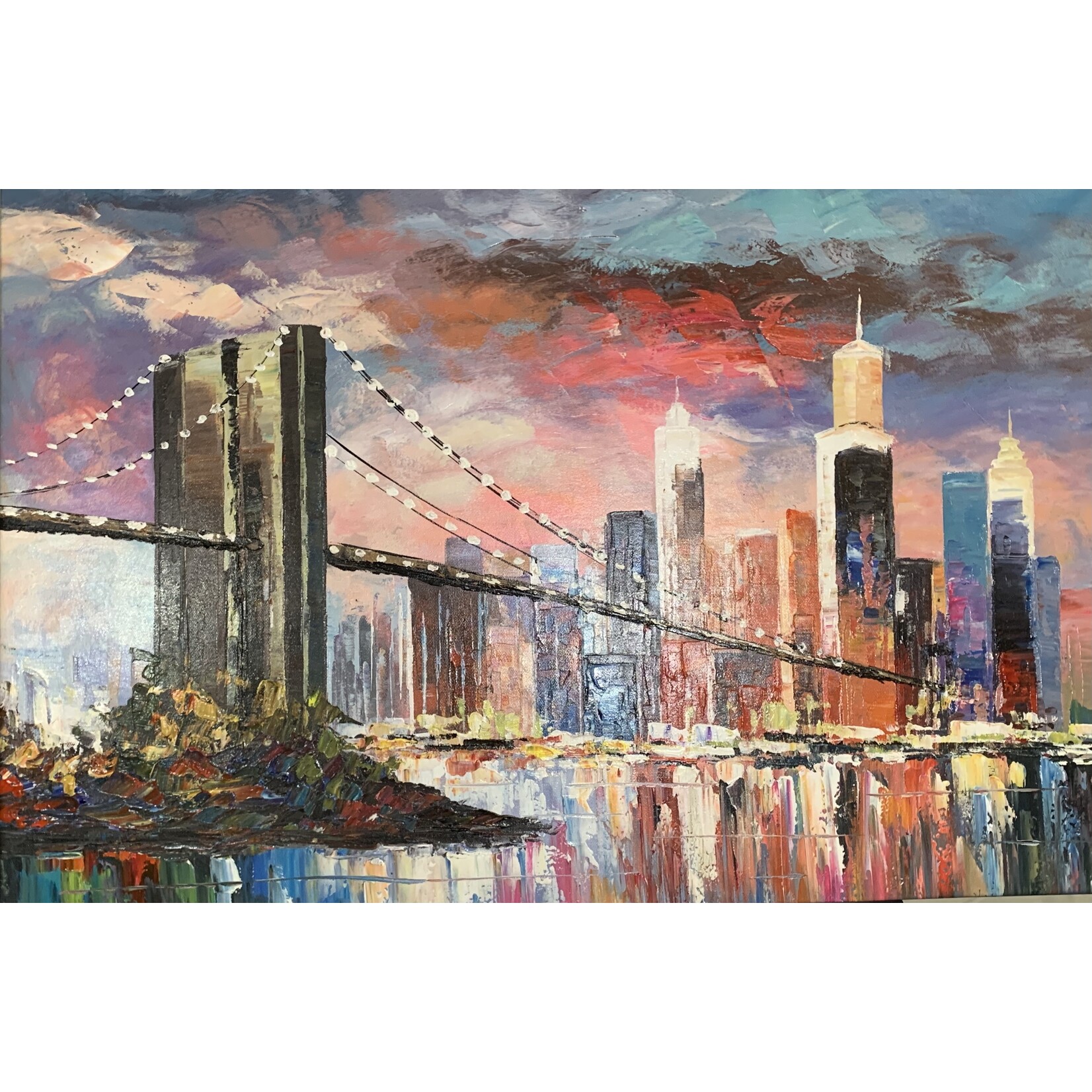 Oil Painting Brooklyn Bridge Landscape