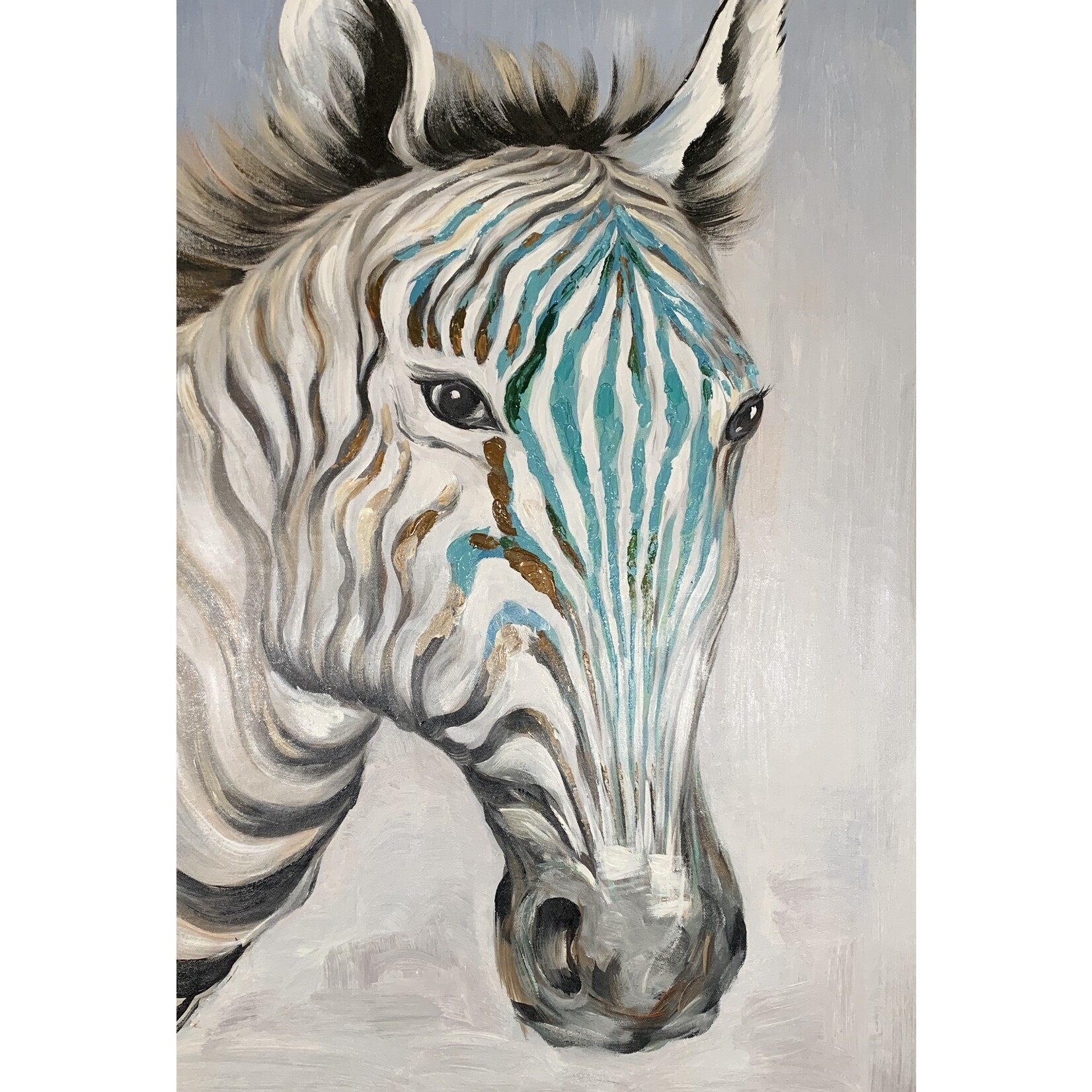Painting Green Zebra Head