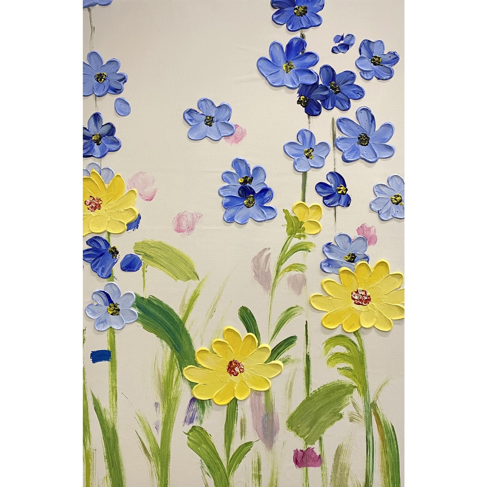 Painting Bunch Of Blue Flowers