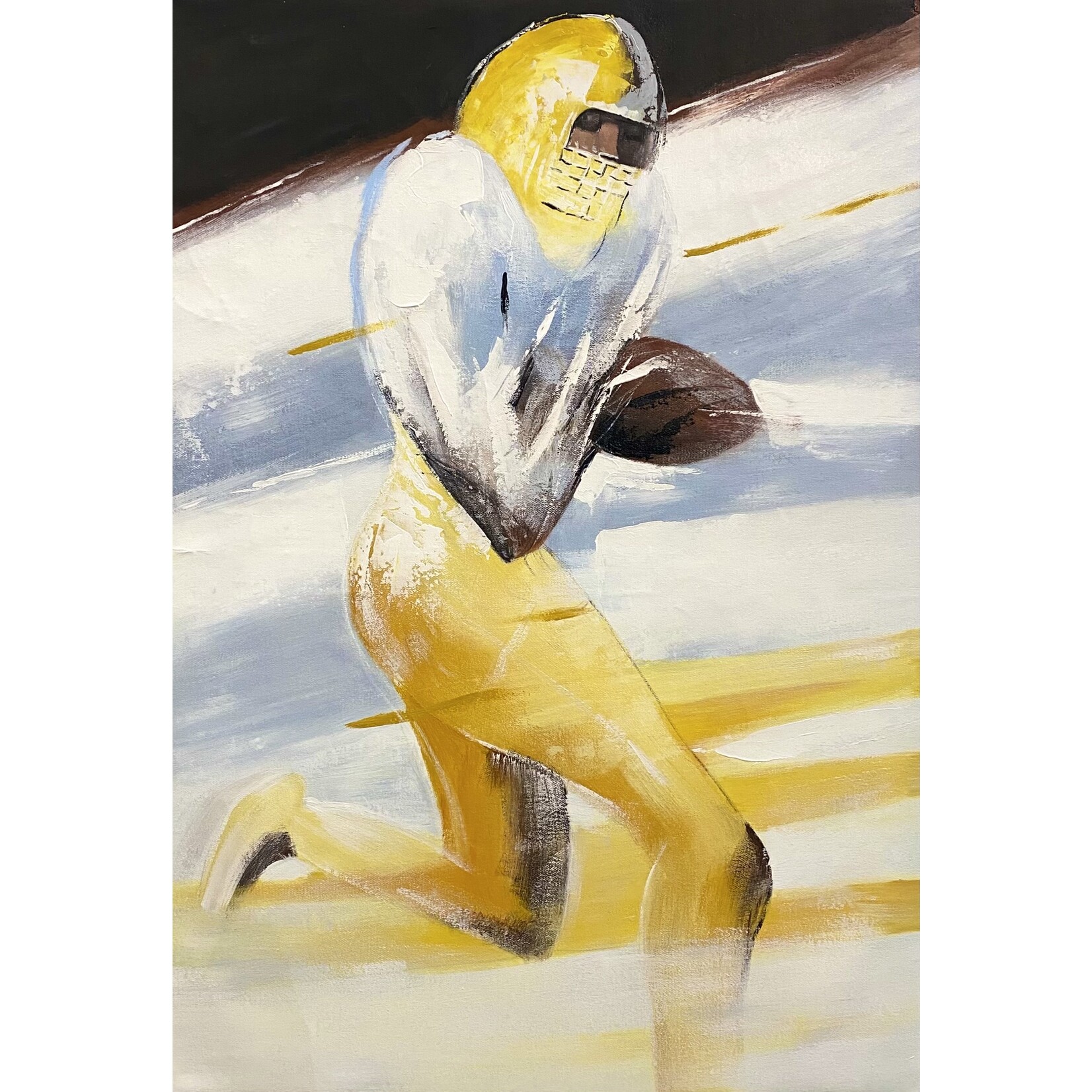 Oil Painting The Athlete Playing Rugby 1