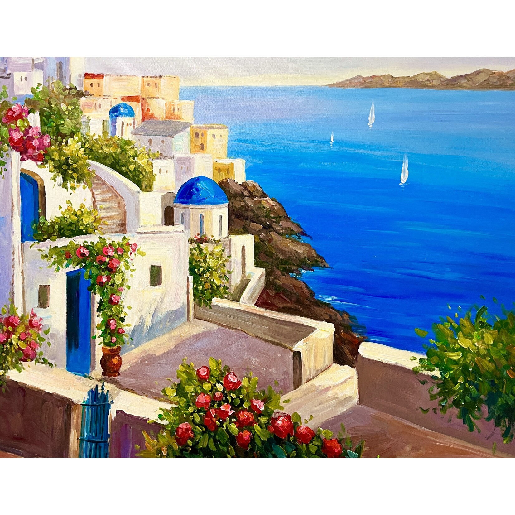 Oil Painting Santorini Greece Seascape