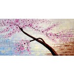 Oil Painting Pink Blossom Tree By Palette Knife