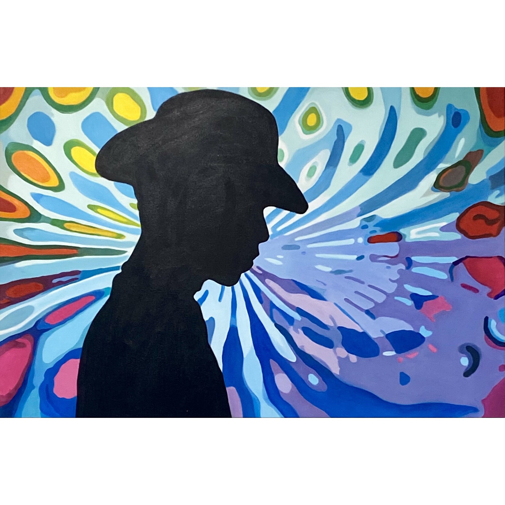 Oil Painting Silhouette In Colorful Background