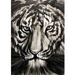 Oil Painting Black and White Tiger
