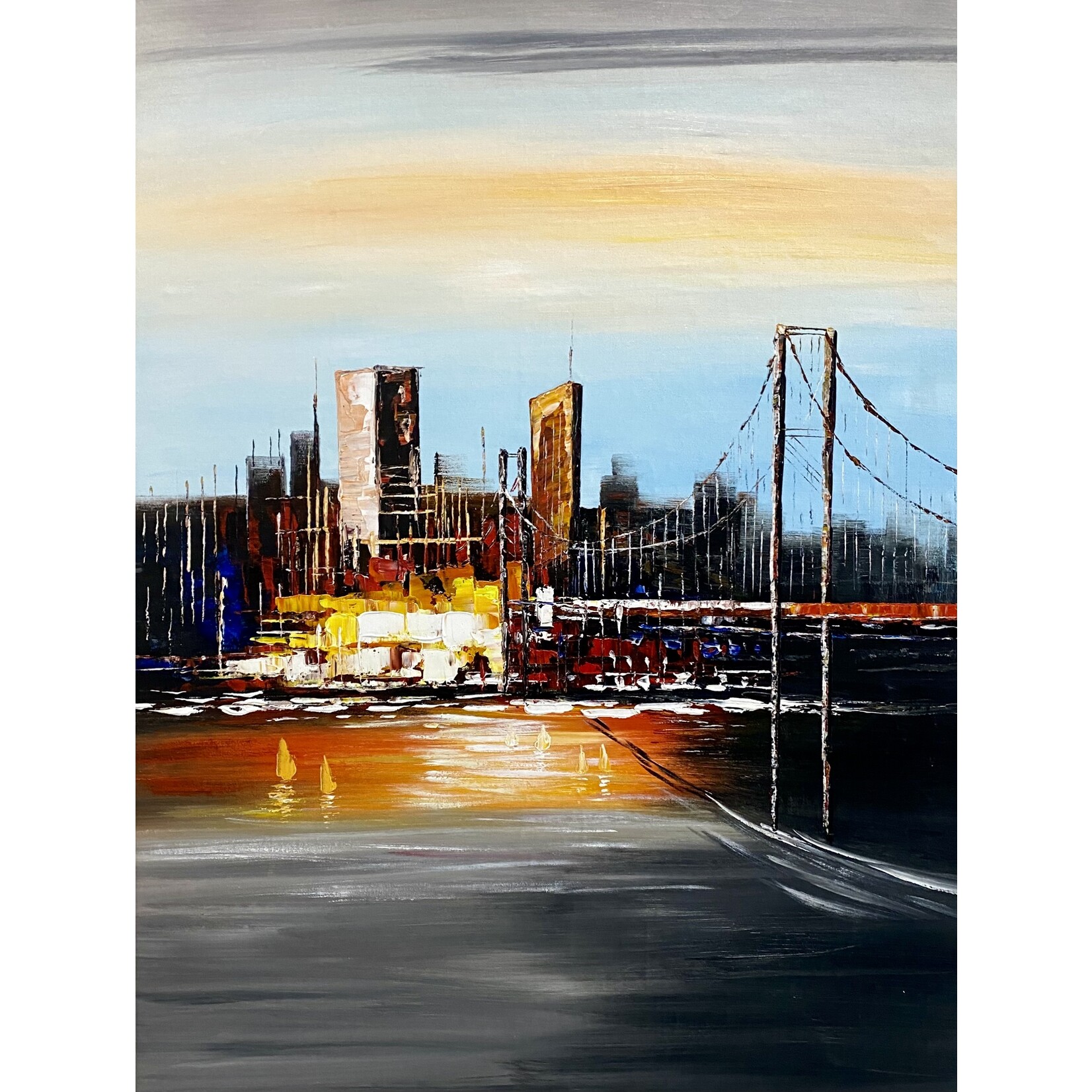 Oil Painting Golden Bridge