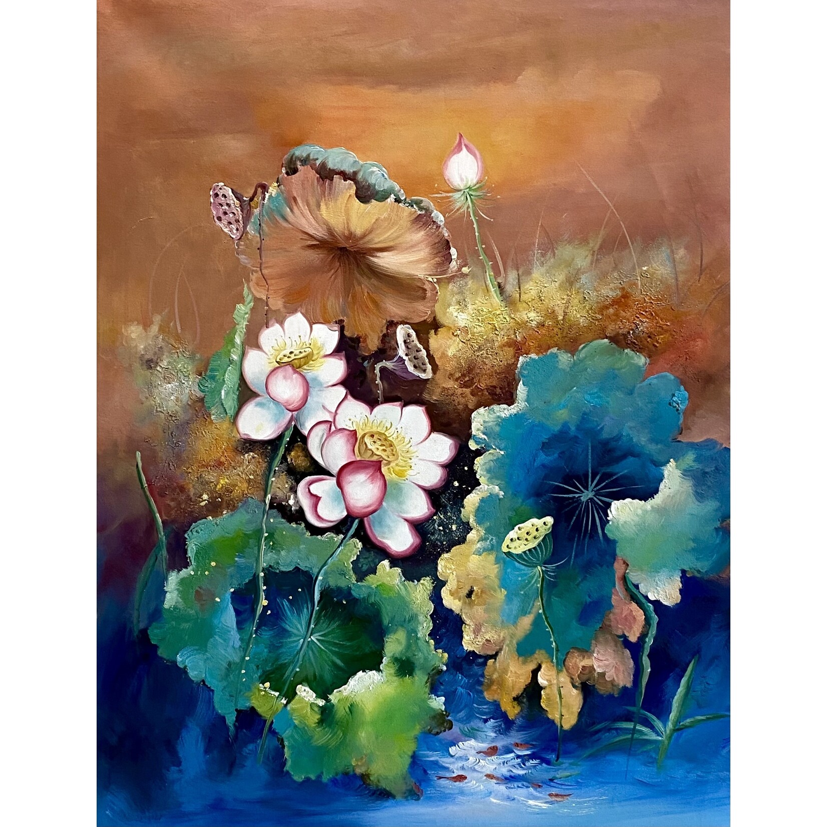 Oil Painting The Lotus Pond 3