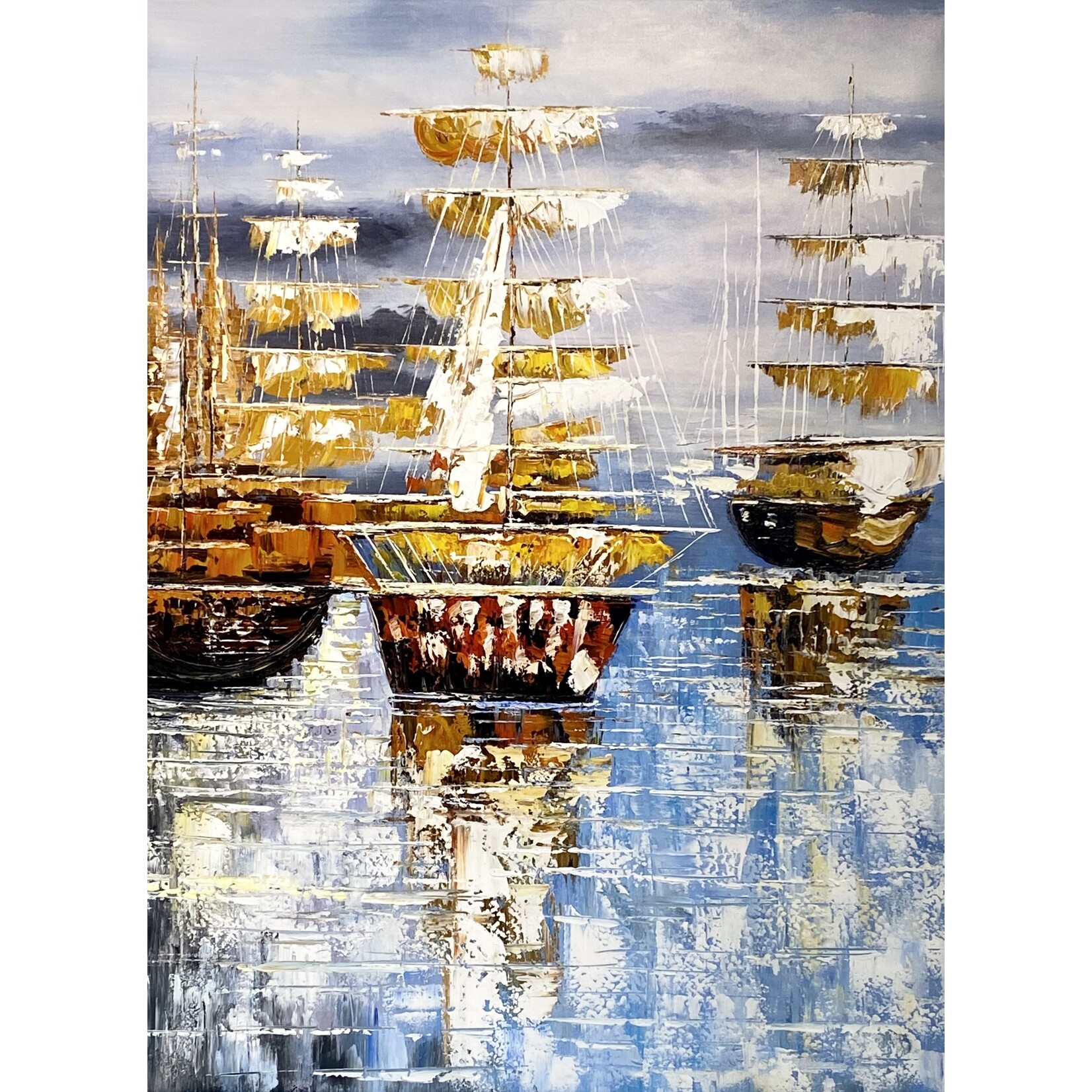 Oil Painting Sailboats On The Sea