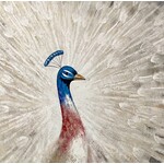 Oil Painting Peacock Spreading White Tails