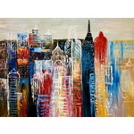 Oil Painting Colorful City Buildings