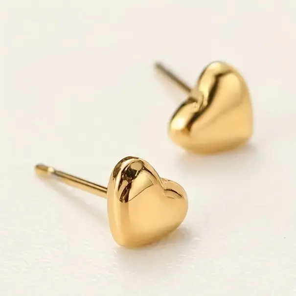 Heart Shaped Earrings - 10K Solid Gold