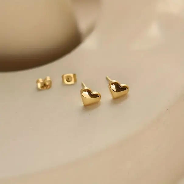 Heart Shaped Earrings - 10K Solid Gold