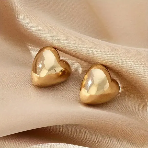 Heart Shaped Earrings - 10K Solid Gold