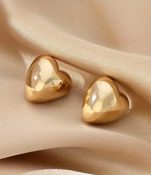 Heart Shaped Earrings - 10K Solid Gold