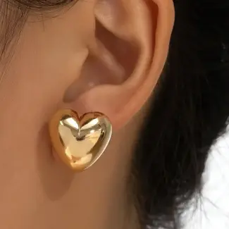 Heart Shaped Earrings - 10K Solid Gold