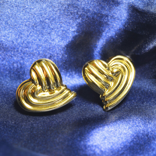 Heart Shaped Earrings - 10K Solid Gold