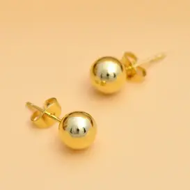 Aretes Forma de Bola - Oro Sólido 10K