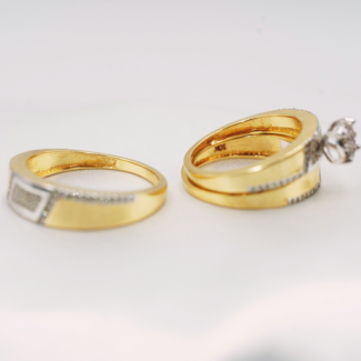 Engagement Rings - TRIO SET -  SOLID GOLD 10K - 0.75 CT
