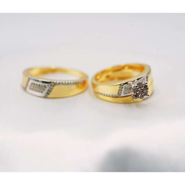 Engagement Rings - TRIO SET -  SOLID GOLD 10K - 0.75 CT