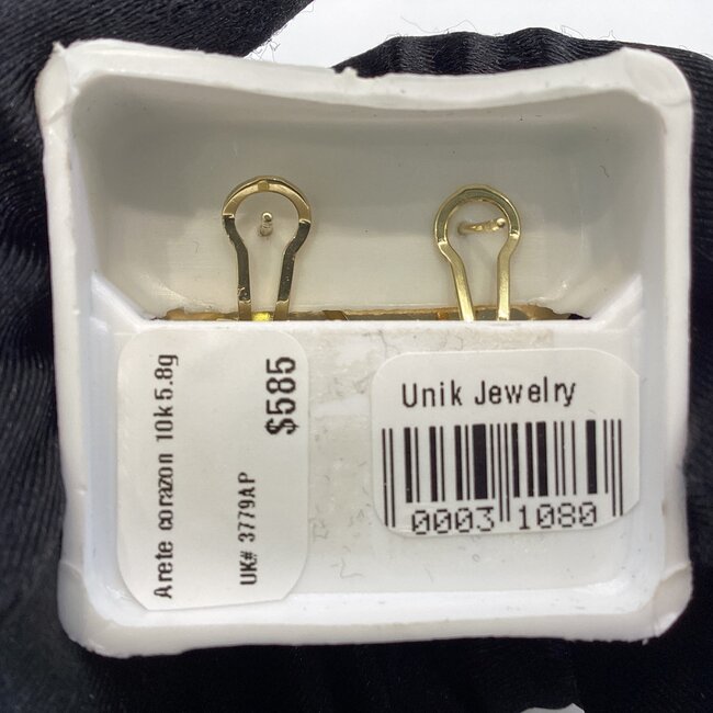 Heart Shaped Earrings - 10K Solid Gold