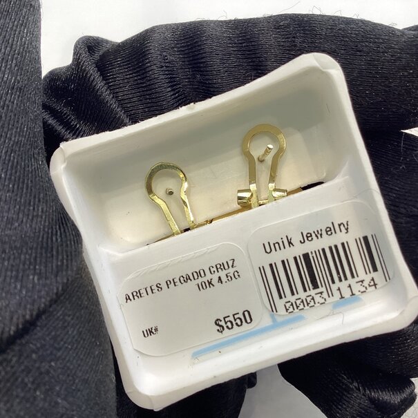 ARETES FORMA DE CRUZ  - Oro Sólido 10K