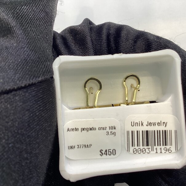 ARETES FORMA DE CRUZ  - Oro Sólido 10K
