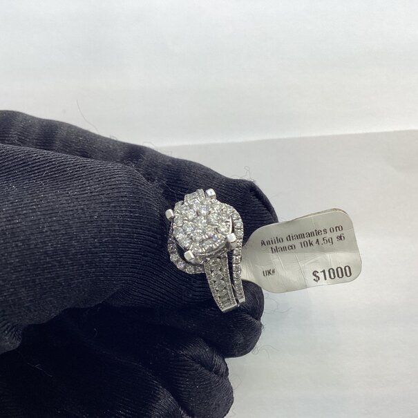 Diamonds Ring - White Gold - Solid Gold 10K
