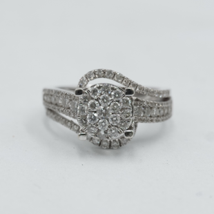 Diamonds Ring - White Gold - Solid Gold 10K